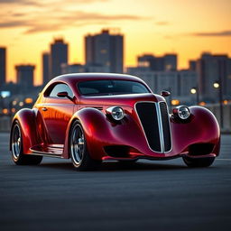 An exotic supercar fusion design featuring a 1936 Chevrolet Coupe styled as a widebody