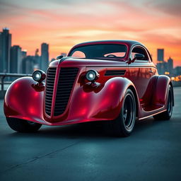 An exotic supercar fusion design featuring a 1936 Chevrolet Coupe styled as a widebody