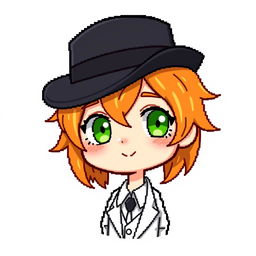 A ginger-haired boy, aged 16, depicted in a cute chibi pixel art style