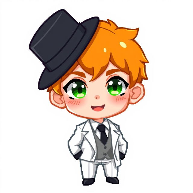 A ginger-haired boy, aged 16, depicted in a cute chibi pixel art style