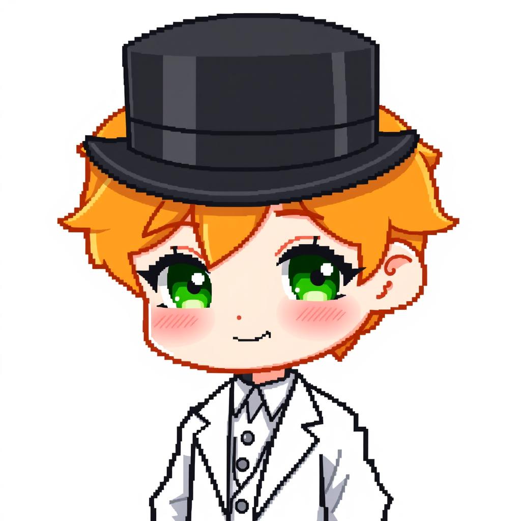 A ginger-haired boy, aged 16, depicted in a cute chibi pixel art style