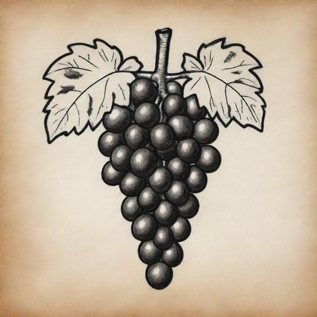 A drawing of a Mayan or Aztec glyph representing grapes.