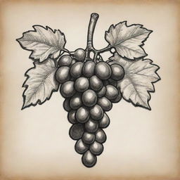 A drawing of a Mayan or Aztec glyph representing grapes.