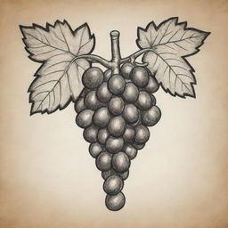 A drawing of a Mayan or Aztec glyph representing grapes.