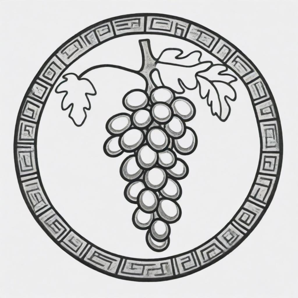 A Mayan glyph outlined image representing grapes.