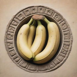 A Mayan glyph outlined image representing bananas.