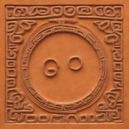 A Mayan glyph outlined image representing an open orange.