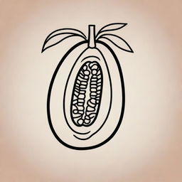 A Mayan glyph outlined image representing a papaya.