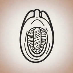 A Mayan glyph outlined image representing a papaya.