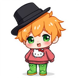 A ginger-haired boy, aged 16, illustrated in a charming chibi pixel art style