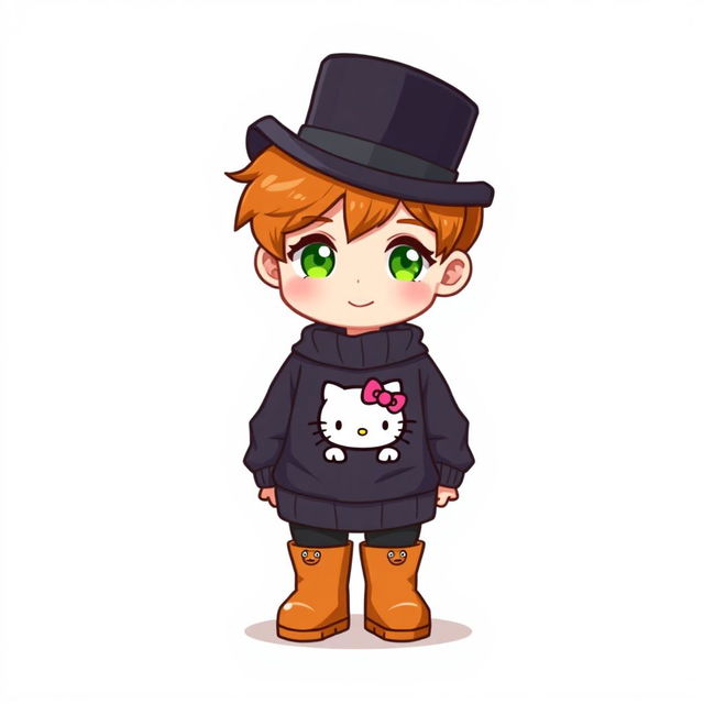 A ginger-haired boy, aged 16, illustrated in a charming chibi pixel art style