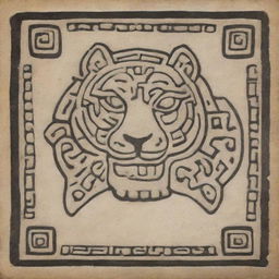 A Mayan glyph outlined image representing a jaguar.