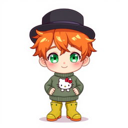 A ginger-haired boy, aged 16, illustrated in a charming chibi pixel art style