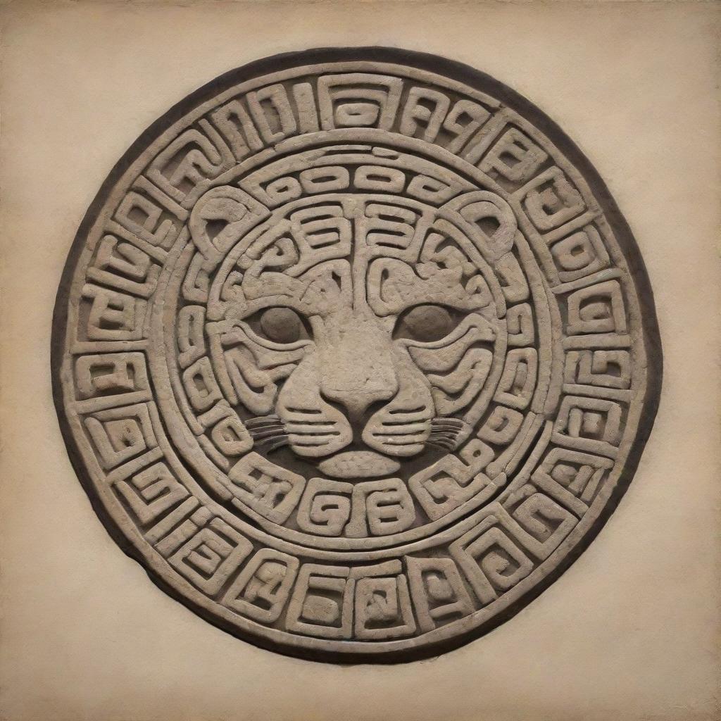 A Mayan glyph outlined image representing a jaguar.