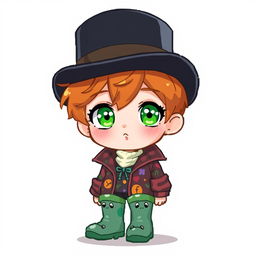 A ginger-haired boy, aged 16, illustrated in a whimsical chibi pixel art style