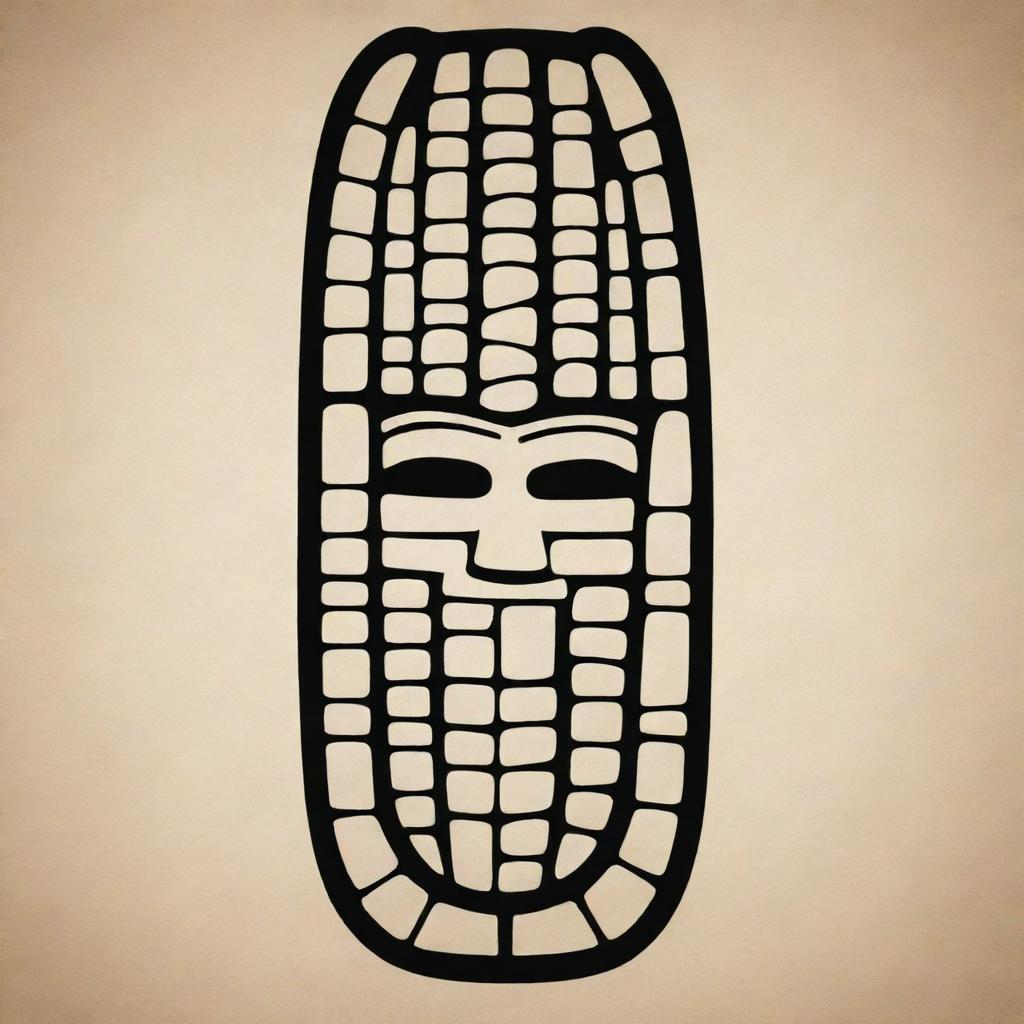 A Mayan glyph outlined image representing corn on the cob.