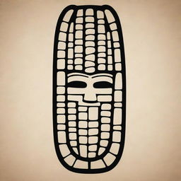 A Mayan glyph outlined image representing corn on the cob.