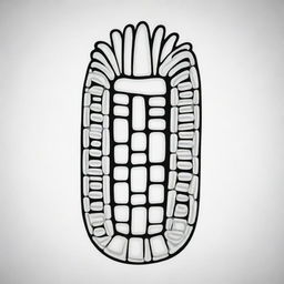 A Mayan glyph outlined image representing corn on the cob.