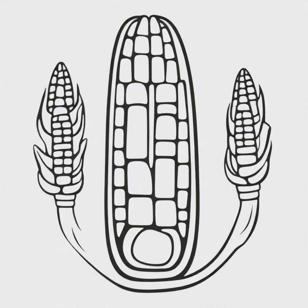 A Mayan glyph outlined image representing corn on the cob.