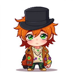 A ginger-haired boy, aged 16, depicted in a quirky chibi pixel art style