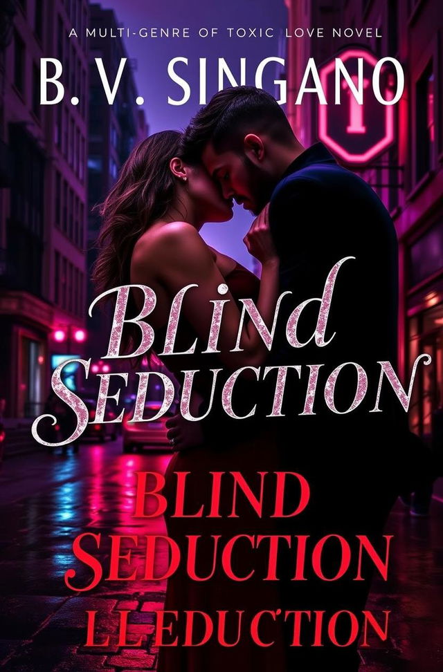 Create a visually striking book cover for a multi-genre toxic love novel titled 'Blind Seduction' by B V Singano