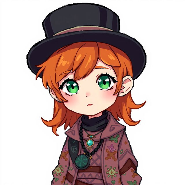 A ginger-haired boy, 16 years old, depicted in a vibrant chibi pixel art style