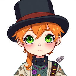 A ginger-haired boy, 16 years old, depicted in a vibrant chibi pixel art style