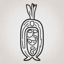 A Mayan glyph outlined image representing a carrot.