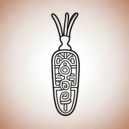 A Mayan glyph outlined image representing a carrot.