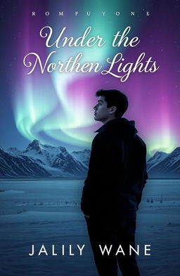The cover for a romance novel titled 'Under the Northern Lights', featuring a melancholic yet beautiful scene