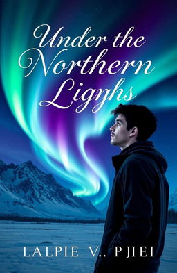 The cover for a romance novel titled 'Under the Northern Lights', featuring a melancholic yet beautiful scene