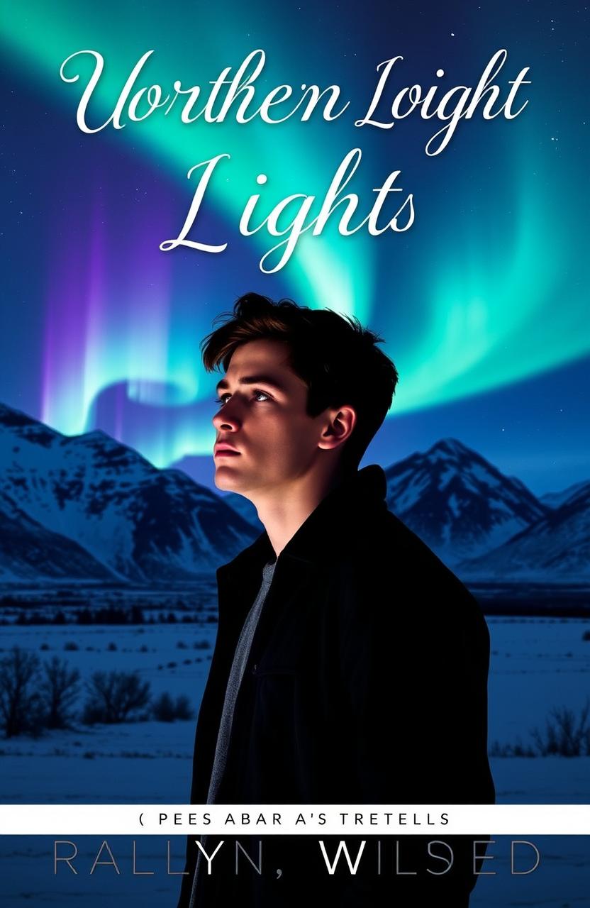 The cover for a romance novel titled 'Under the Northern Lights', featuring a melancholic yet beautiful scene