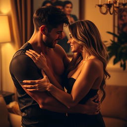 A passionate and intense scene depicting adult couples engaging in a consensual, intimate moment of connection