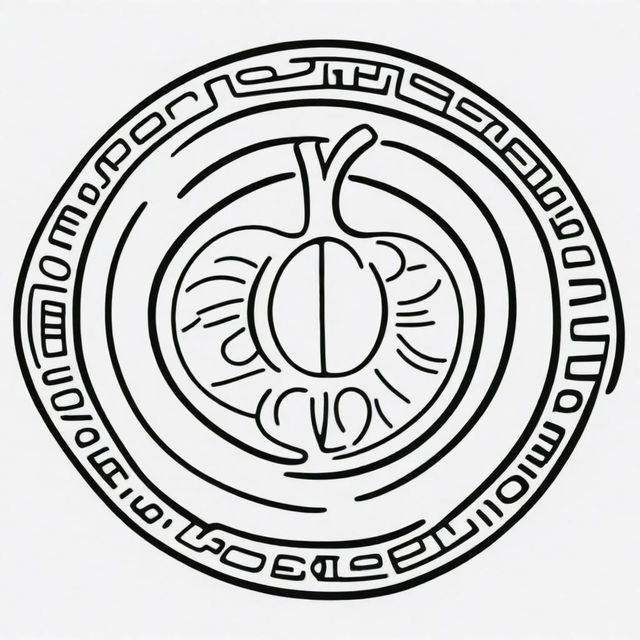 A Mayan glyph outlined image representing a fruit.