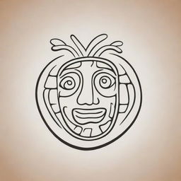 A Mayan glyph outlined image representing a fruit.