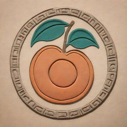 A Mayan glyph outlined image representing a peach.