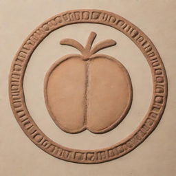 A Mayan glyph outlined image representing a peach.