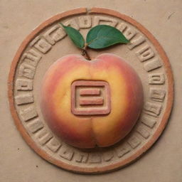 A peach represented in the form of a Mayan glyph.