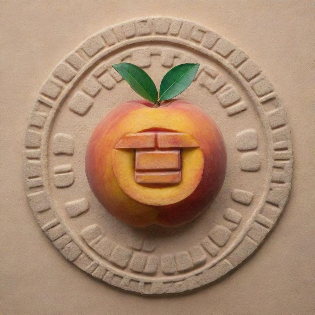 A peach represented in the form of a Mayan glyph.