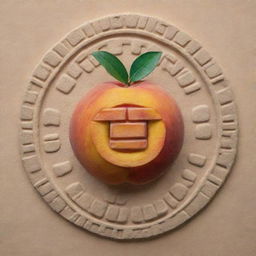 A peach represented in the form of a Mayan glyph.