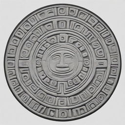 Illustration of a round Mayan glyph outlined.