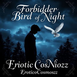 An enchanting book cover featuring the title 'Forbidden Bird of Night' elegantly displayed at the top in intricate, flowing typography