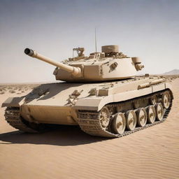 A desert-colored Tiger tank, designed with six robotic spider-like legs instead of traditional tracks.