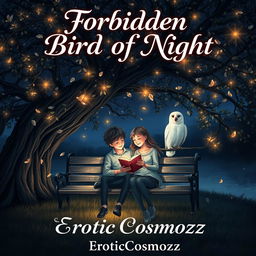 An enchanting book cover featuring the title 'Forbidden Bird of Night' prominently displayed at the top in beautiful, flowing typography