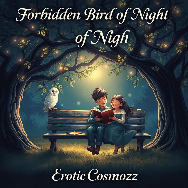 An enchanting book cover featuring the title 'Forbidden Bird of Night' prominently displayed at the top in beautiful, flowing typography