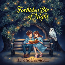An enchanting book cover featuring the title 'Forbidden Bird of Night' prominently displayed at the top in beautiful, flowing typography