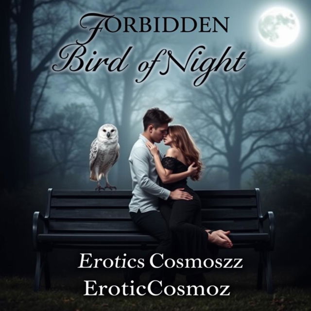 A provocative book cover featuring the title 'Forbidden Bird of Night' boldly displayed at the top in elegant, flowing typography