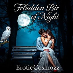 A provocative book cover featuring the title 'Forbidden Bird of Night' boldly displayed at the top in elegant, flowing typography