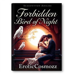 A provocative book cover featuring the title 'Forbidden Bird of Night' boldly displayed at the top in elegant, flowing typography