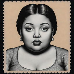 Create three individual portraits of obese, mixed-race robot girls, drawn in the noir style characteristic of Charles Burns